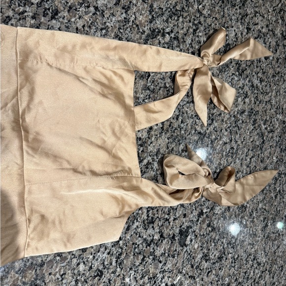 Show Me Your MuMu Dresses & Skirts - Show Me Your MuMu Satin Beige Top with Bow Detail